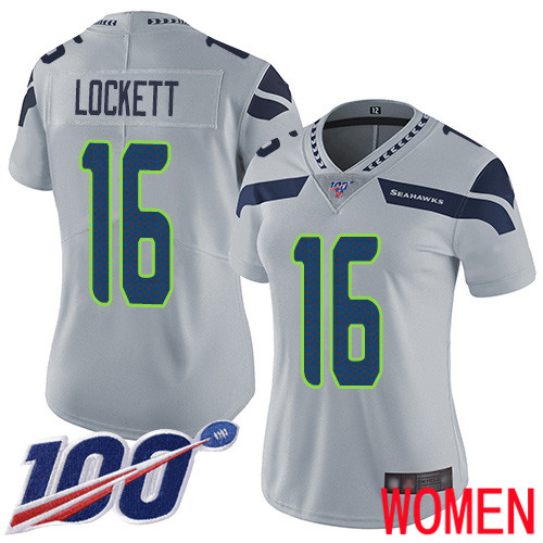 Seattle Seahawks Limited Grey Women Tyler Lockett Alternate Jersey NFL Football #16 100th Season Vapor Untouchable->youth nfl jersey->Youth Jersey